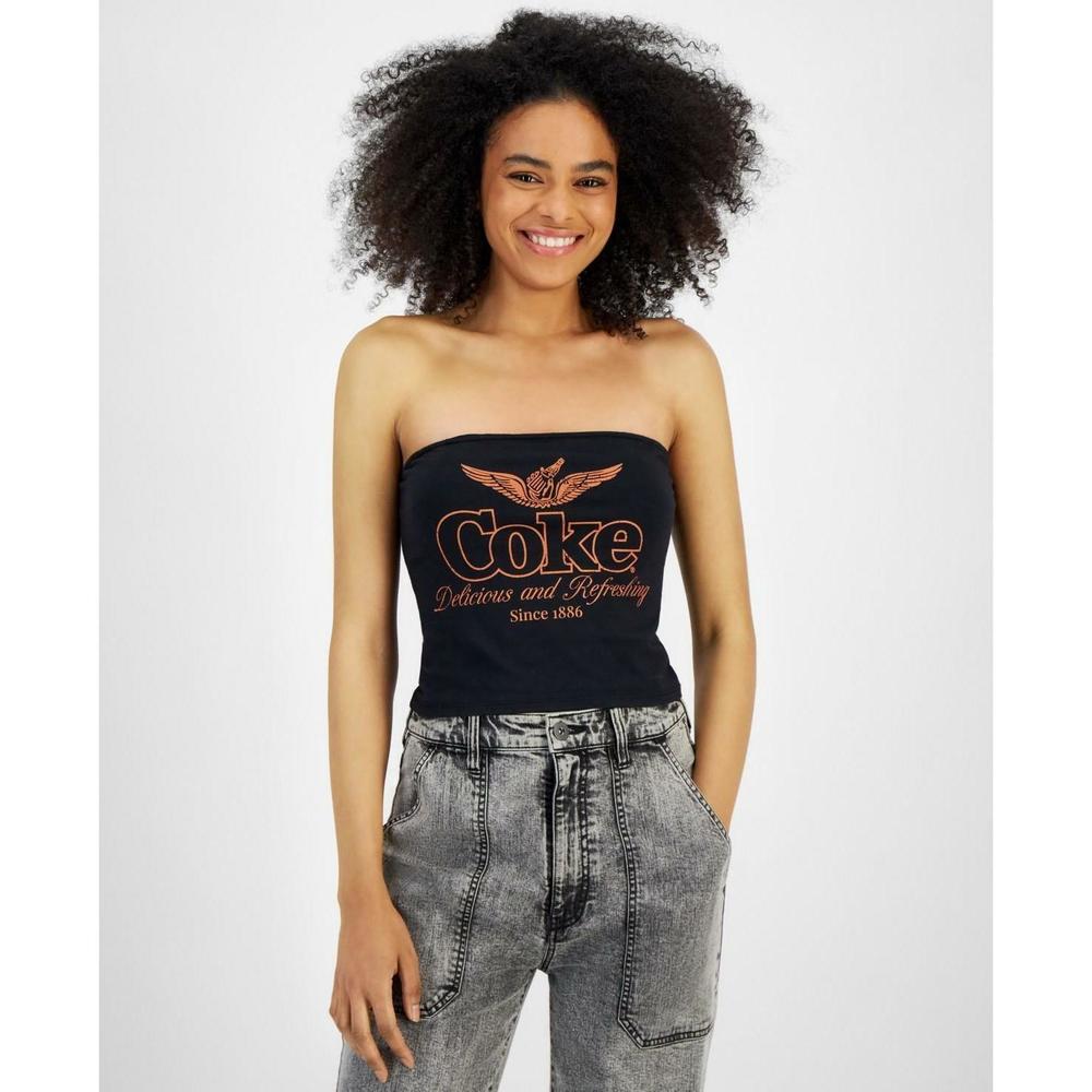 Grayson Threads The Label Womens Coca Cola Graphic Tube Top Black Size L NWT